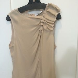 Byron Lars Beauty Mark Oyster Asymmetrical Ruching 100% Silk Top Size 8 NWT